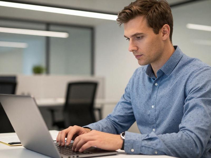 Person working on a laptop